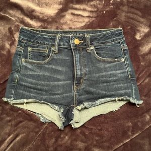 American Eagle Hi Rise shortie jean shorts, size 8